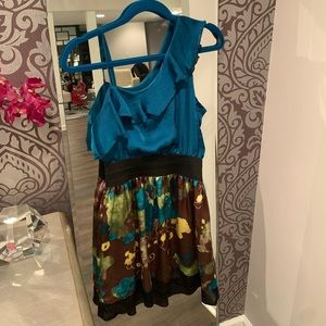 Blue and floral silk dress size small/medium